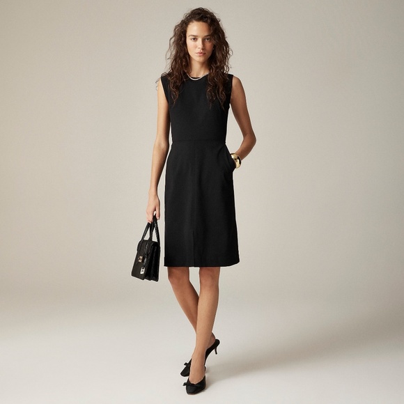 NWT!! J. CREW New Resume Tollegno Italian Wool Dress Solid Black Sheath Preppy 8 - Picture 1 of 15